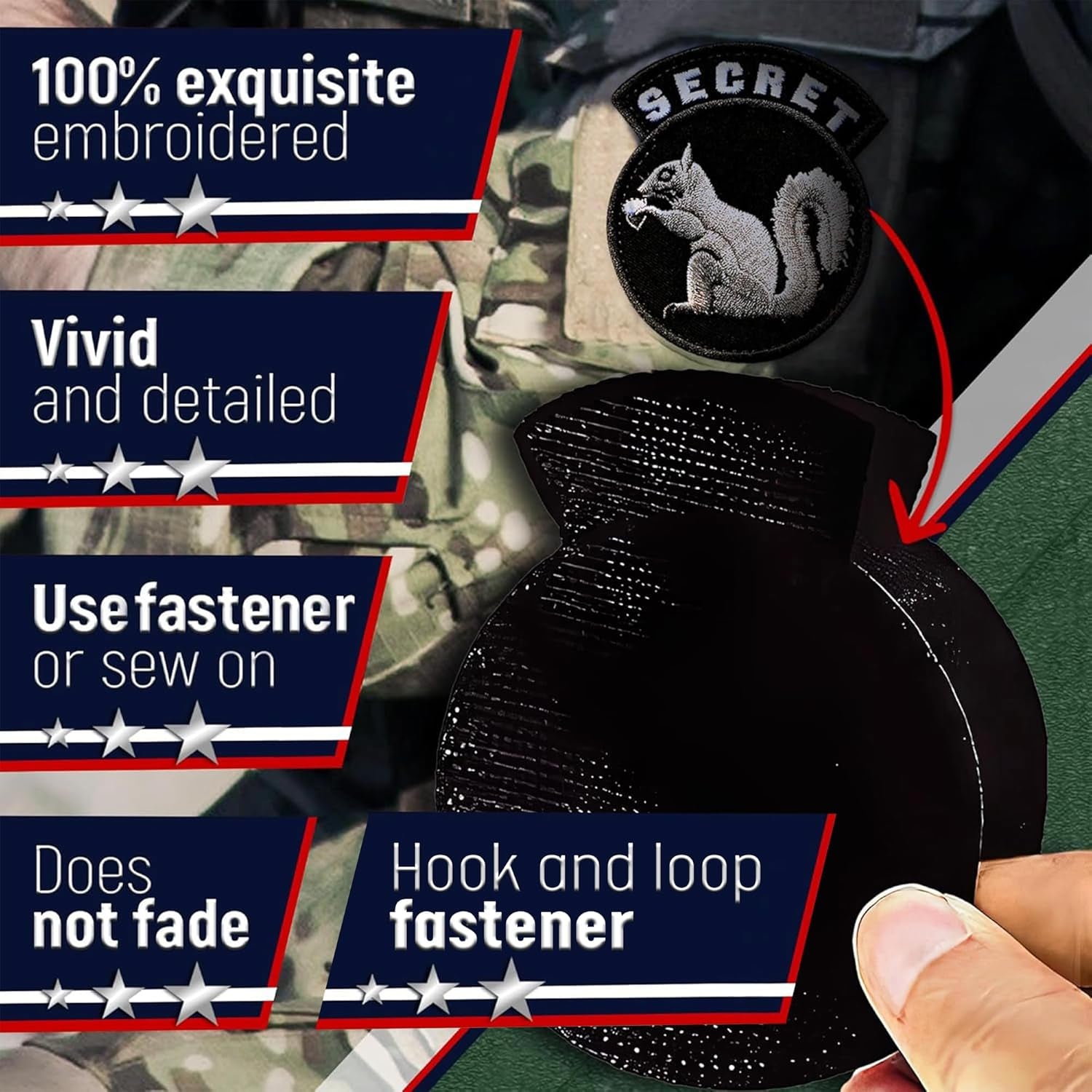 Secret Squirrel Patch for Airsoft Gear - Police Gear Hat Patches for Backpacks Tactical Patches Army Patches for Hats Police Patches - Military Patches for Jackets Tactical Morale Patches Funny