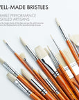 ARTIFY Oil Paint Brushes Set, 15Pcs Professional Natural Chungking Bristle Acrylic Paint Set, Perfect for Oil and Acrylic Painting, Long and Heavy Handle