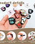 Silicone Focal Beads for Pens Coffee Cup Silicone Accessory Kit 18 Pcs Colorful round Silicone Beads for Keychain Making Bracelet Necklace Handmade Crafts (Cup 1)