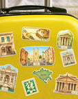 Historical Rome Travel Stickers (28Pcs) - Gouache Style, Waterproof, Italy Roman Vatican-Themed Vacation Decals for Scrapbooks, Waterbottle