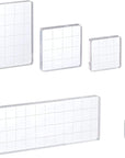 6 Pieces Acrylic Stamp Block Clear Stamping Tools Set with Grid Lines for Scrapbooking Crafts Card Making, Assorted Sizes