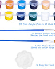 Washable Paint Set for Kids Arts and Crafts, 90PCS Classroom Painting Supplies, 6 Acrylic Paint Sets of 12 Colors, Mixing Palette, Brushes