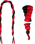 2024 Graduation Ribbon Lei Grad Braided Necklace Graduation Gift with Tassel Adjustable Leis for High School College Bachelor Master Doctor Graduation Party (Black & Red, 1)