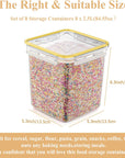 Cereal Container Food Storage Containers, Set of 8 (2.5L/84.55Oz) Airtight Dry Food Storage Containers with Lids - BPA Free Plastic for Flour, Cereal and Pantry Storage Containers