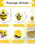 Tiny Resin Bees for Crafts, 50 Pcs Plastic Bumble Bee Decor for DIY Wreath Embellishments and Bee Themed Party Supplies Baby Shower Birthday Table Decoration