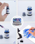 24 Colors Calligraphy Ink Set, Calligraphy Fountain Glass Dip Pen Color Ink Caligrapher Pen Ink Bottle Set, Gold Powder Drawing Writing Art Ink with Gift Box - 24 X 7Ml