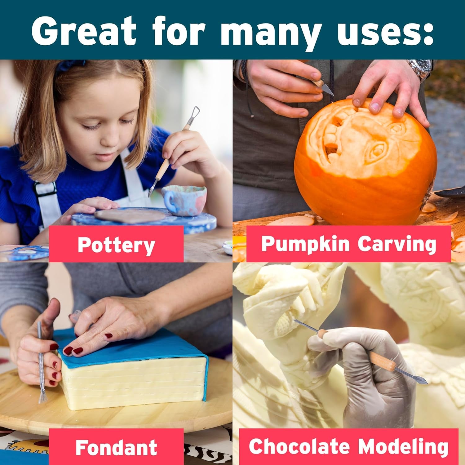 Pottery Tool Kit -21 Tip Double Sided, 11-Piece Tool Beginner'S Clay Sculpting Set, Clay, Wood Carving, Ceramic Art Project Accessory for School, Classrooms, Kids/Adults, Birthday Gift, Craft Activity