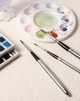 Kolinsky Travel Watercolor Brushes Sable Hair round Watercolor Paint Brush 3Pcs Brushes Set Portable Compact Artist Brushes with Pocket Protective Case for Art Painting, Gouache, Acrylic Painting