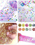 130 Pack Slime Making Kits Supplies,Gold Leaf,Foam Balls,Glitter Shake Jars,Fishbowl Beads,Fruit Slices,Fake Sprinkles,Glitter Sequins Accessories, Sugar Papers (Slime Kits)