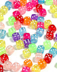 100 Pcs 0.3 Inch DIY Clear Colorful Acrylic Dice Shape Beads for Jewelry Making Bracelets Necklaces Earring Key Chains(100)
