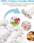 100Pcs Cotton Candle Wicks, 6 Inches Low Smoke Pre-Waxed Candle Wicks for Candle Making, Candle DIY