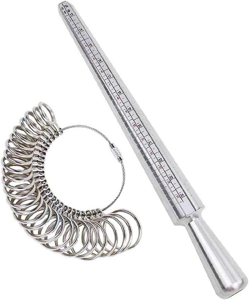 Ring Sizer Measuring Tool Ring Mandrel Measurement Tool Measure Ring Size Finger Sizing Set Metal Gauge US Size 1-13 Jewelry Sizers Kit of 27 Pieces