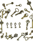 125 PCS Vintage Skeleton Key Set Charms, Mixed Antique Style Bronze Brass for Pendant DIY Jewelry Making Wedding Party Favors