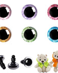 120Pcs 16Mm 3D Glitter Plastic Safety Eyes for Amigurumi Trapezoid Craft Crochet Doll Eyes with Washers Stuffed Animal Eyes for DIY of Puppet, Bear Plush Animal(6 Colors)