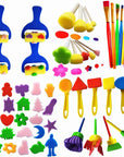 53 Pcs Paint Sponge Brush Sets, Kids Art Tool Kits, DIY Crafts Drawing Tools,Round Sponges,Color Randomly
