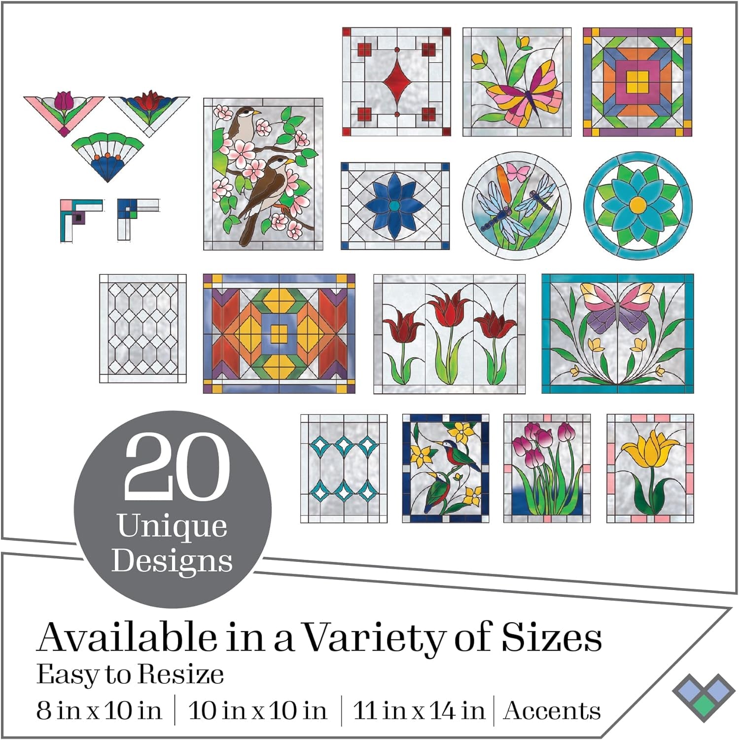 PROMOGGSTR22 Stained Glass Painting Starter Kit, 10 Piece Set Including 6 Colors, 1 Bottle of Liquid Leading, 2 Plastic Surfaces and 1 Pattern Pack of 20 Molds