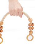 6Pcs Wooden Beaded Bag Handles, 3 Colors Purse Handles Nylon Rope Purse Straps Replacement Bag Handles U-Shape Purse Handles for Bag Making Shoulder Bag Handbag DIY Crochet Bag, 18 Inch