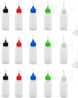 18 Pcs Precision Tip Applicator Bottles, 0.5 Ounce Translucent Glue Bottles, with 2 Funnel, Multicolor Lids