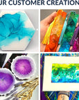 Alcohol Ink Set - New Improved Formula - 24 Highly Saturated Alcohol Inks - Fast-Drying and Permanent Inks - Versatile Alcohol Ink for Epoxy Resin, Tumblers, Fluid Art Painting, Glass, Metal Etc