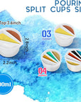 7 Pcs Paint Pour Cup Bundle 3 Pcs Acrylic Paint Pouring Cup Multi Channel Split Cup for Paint Pouring 2 Pcs Large Open Cup 2Pcs Flower Pour Cup for DIY Making Resin Acrylic Paint, White
