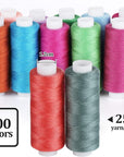 Sewing Thread Set 100 Color 250 Yards Each Spool Polyester Thread Kit with 10 Sewing Needles, 2 Needle Threader, Yarn Scissors, Stripper and Pearl Needle for Hand or Machine Sewing