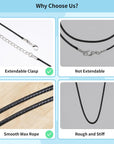 50 Pcs Black Necklace Cord Necklace String Rope with Clasp Waxed Leather Necklace Cord for Charms Pendants Jewelry Making, 18 Inch