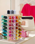 84 Spools (Assembly) 360° Fully Rotating Wooden Thread Rack/Thread Holder Organizer for Sewing, Quilting, Embroidery, Hair-Braiding and Jewelry