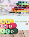 100Pcs Bobbins Sewing Threads Kit, 500 Yard per Polyester Thread Spools, Prewound Bobbins with Case, Sewing Threads for Sewing Machine, Sewing Supplies for Hand, Travel, DIY and Home, 50 Colors