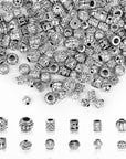 250Pcs Large Hole Beads for Jewelry Making, 200Pcs European Bulk Glass Rhinestones Lampwork with 50+Pcs Silver Spacer DIY Craft Bracelet Necklace Earring Making