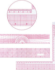 6 Pieces Transparent Ruler Clear Plastic Ruler Beveled French Inch Metric Ruler Sewing Rulers L-Square Rulers Measuring Tool Ruler Set with 2 Grid Scales for Clothes Design