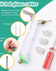10Pcs Glass Cutting Tool Glass Cutter Glass Running Pliers Breaker Grozer Pliers with Curved Jaws Oil Feed Glass Cutters Tools Kit Stained Glass Tools Engraving Pen Screwdriver