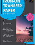Iron on Transfer Paper for Dark Fabric Compatible with Inkjet Printer, 8.5 X 11 Printable T Shirt Heat Transfer Papers, Custom Print Photo, Durable, Flexible & Machine Washable (5 Sheets)