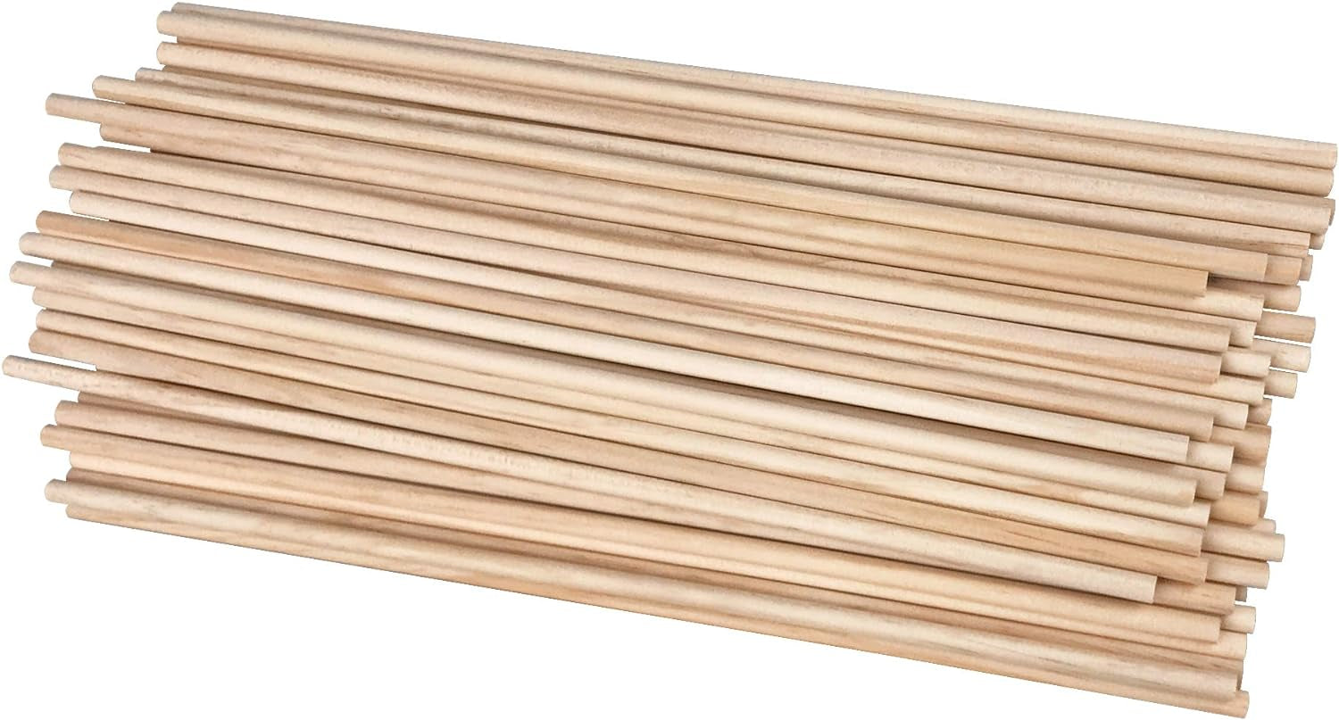 Long Wood Dowel Rods Unfinished Natural Wood Craft Dowel Sticks 50 Pack 1/4 Inch×12 Inch