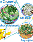4 Pack Diamond Painting Kits,Easy Diamond Painting Kits for Beginners,5D Succulents Diamond Art Kits,Diy Plants Diamond Dots Big Gem Crafts for Home Wall Decor Gifts (6X6Inch).