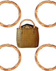 4Pcs round Wood Bag Handle Imitation Bamboo Bag Handles Replacement for Handcrafted Handbag