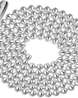 Pack of 50 Ball Bead Chain, Dog Tag Chain Necklace Bulk 24 Inches Silver Nickel Plated Ball Chain for Jewelry Making DIY Crafts 2.4Mm Bead Adjustable Metal Pull Chain with Matching Connector