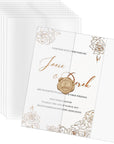 50 Pack Luxury Pre-Folded Vellum Jackets for 5X7 Invitations, Semi-Clear 115GSM Vellum Paper 5X7 Jackets for Wedding Invitations Wraps