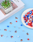 4Th of July Jewelry Craft Kits DIY Bead Necklace Crafts USA Letter Beads Red White Blue Beads for Patriotic Day Jewelry Making Kits Independence Day Decorations