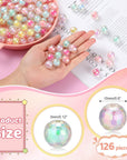 126 Pcs Shiny AB/UV Color Acrylic Faceted Beads 15Mm Beads 7 Colors Mixed Lots DIY Acrylic round Bubble Beads for Pen Jewelry Bracelet Making Gifts Beadable Pens Beads(Colorful)