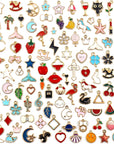 100PCS Gold Plated Enamel Charms Mixed Moon Star Fruit Animal Charm Colorful Pendant DIY for Necklace Bracelet Jewelry Making and Crafting