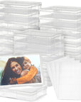 24 Photo Storage Boxes for 4X6 Pictures, Photo Organizer Storage Containers with 40 Blank Labels (Clear, 64 Total Pieces)