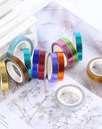 30 Rolls Washi Tape,Multi-Colored & Gold Metallic Washi Masking Tape - 8Mm X 4M Rainbow Paper Tape for DIY Crafts (Mix)