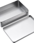 1 Pack 8.5 by 5.3 by 1.9 Inch Silver Rectangular Empty Tin Box Containers, Gift, Jewelery and Storage Tin Kit, Home Organizer