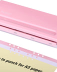 Adjustable 6 Hole Punch: Metal Six Hole Puncher for Planners and 6-Ring Binders with 6 Sheet Capacity for A4 / A5 / A6 / Personal/Pocket Size (Pink)