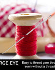 25 Large Eye Embroidery Needles-5 Sizes Big Eye Hand Sewing Needles in Aluminum Storage Tube