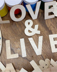 182 Pieces 2-1/2 Inch (2.5") Wooden Letters Craft Wood Letter Unfinished Alphabets with Extras Wall Decor