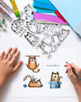 8.3X5.8In Cat Clear Stamps Lovely Cat Silicone Stamps Wish Words Rubber Transparent Rubber Seal Stamps for Card Making DIY Scrapbooking Crafting Decoration