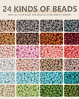 3Mm Glass Seed Beads for Bracelets Making, Friendship Bracelet Making Kit for Girls, 24 Colors Bead Bracelet Kit, Beads for Jewelry Making Kit, DIY, Arts and Crafts Gifts Age 3+
