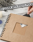 Scrapbook Photo Album - 8 X 8 Inch, 60 Pages, Kraft Paper, Ribbon, Corner Protectors, Suitable for Travel, Graduation, Memories