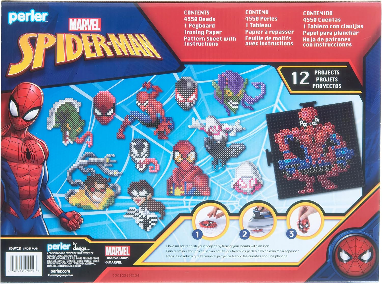Marvel'S Spider-Man Deluxe Box Fused Bead Kit, 12 Unique Patterns with Pegboard, Multicolor 4453 Pieces